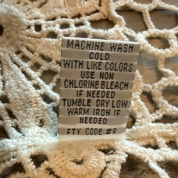 Rebellion Crochet Open Front Cardigan Small Floral Lace Bohemian Festival Dainty - Picture 5 of 8